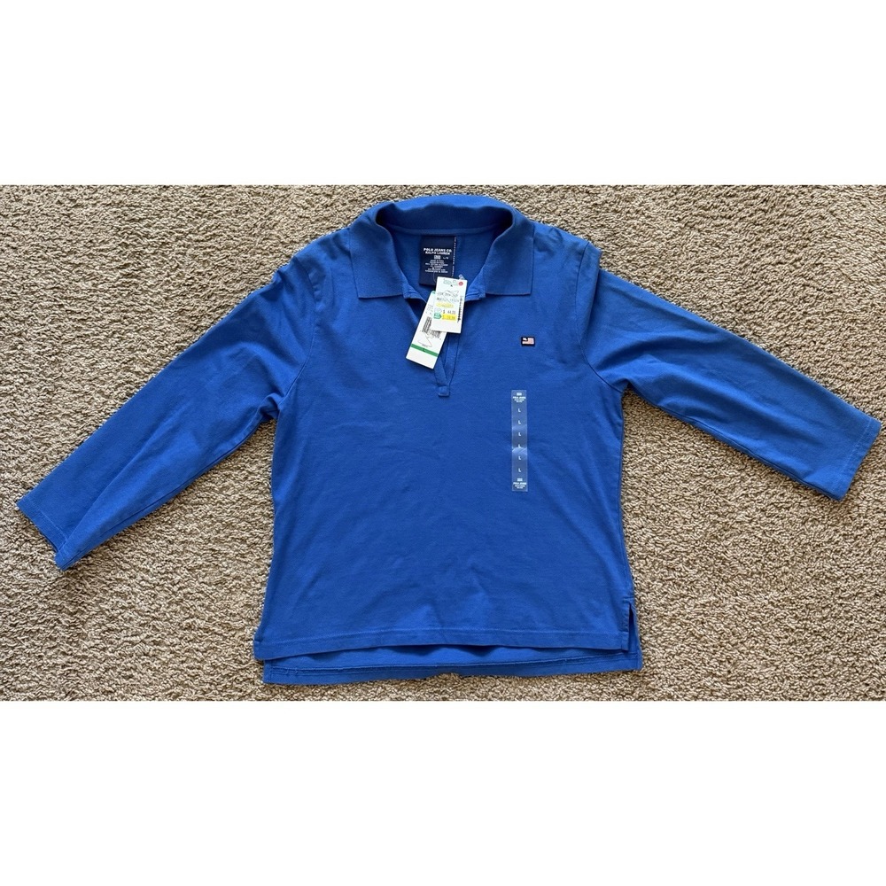 RL Polo Jeans Company Women's Blue Long Sleeve Polo Shirt Size Large New